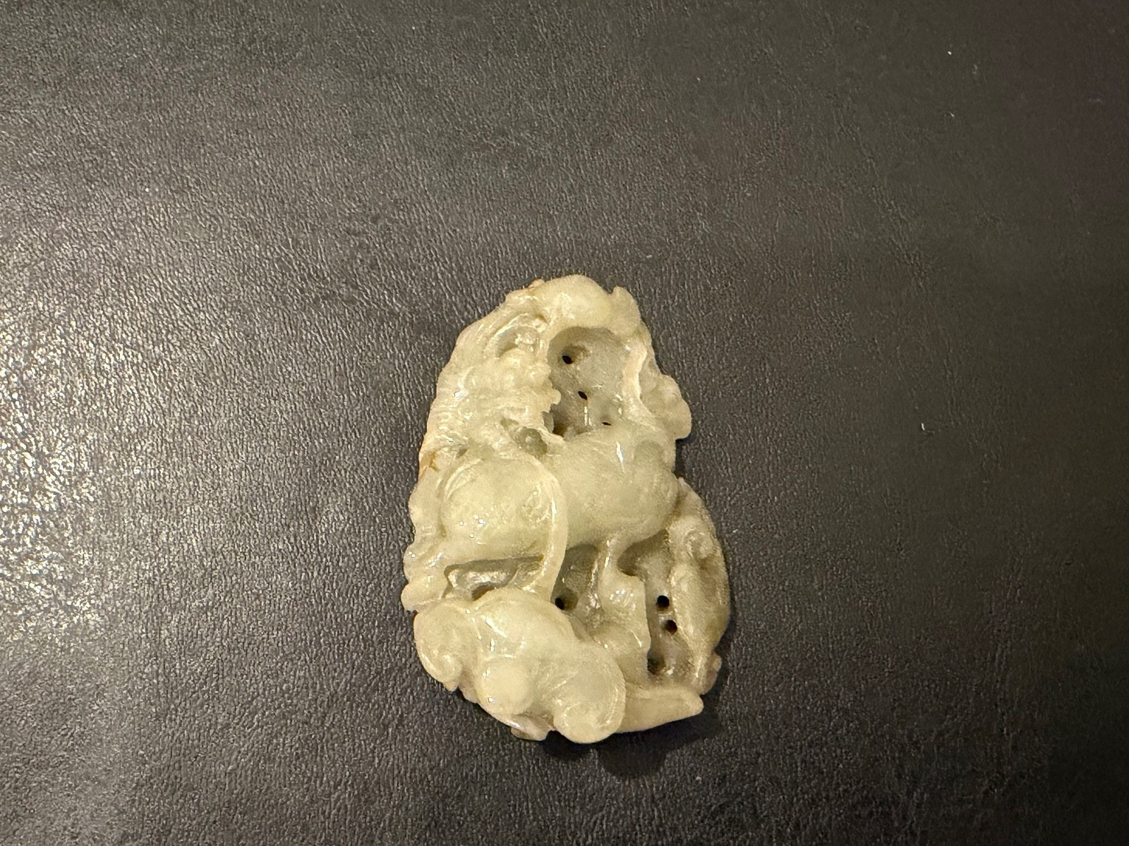 Chinese Unknown Age Hardstone Possibly Jade Carved Pendant Mythical Beast
