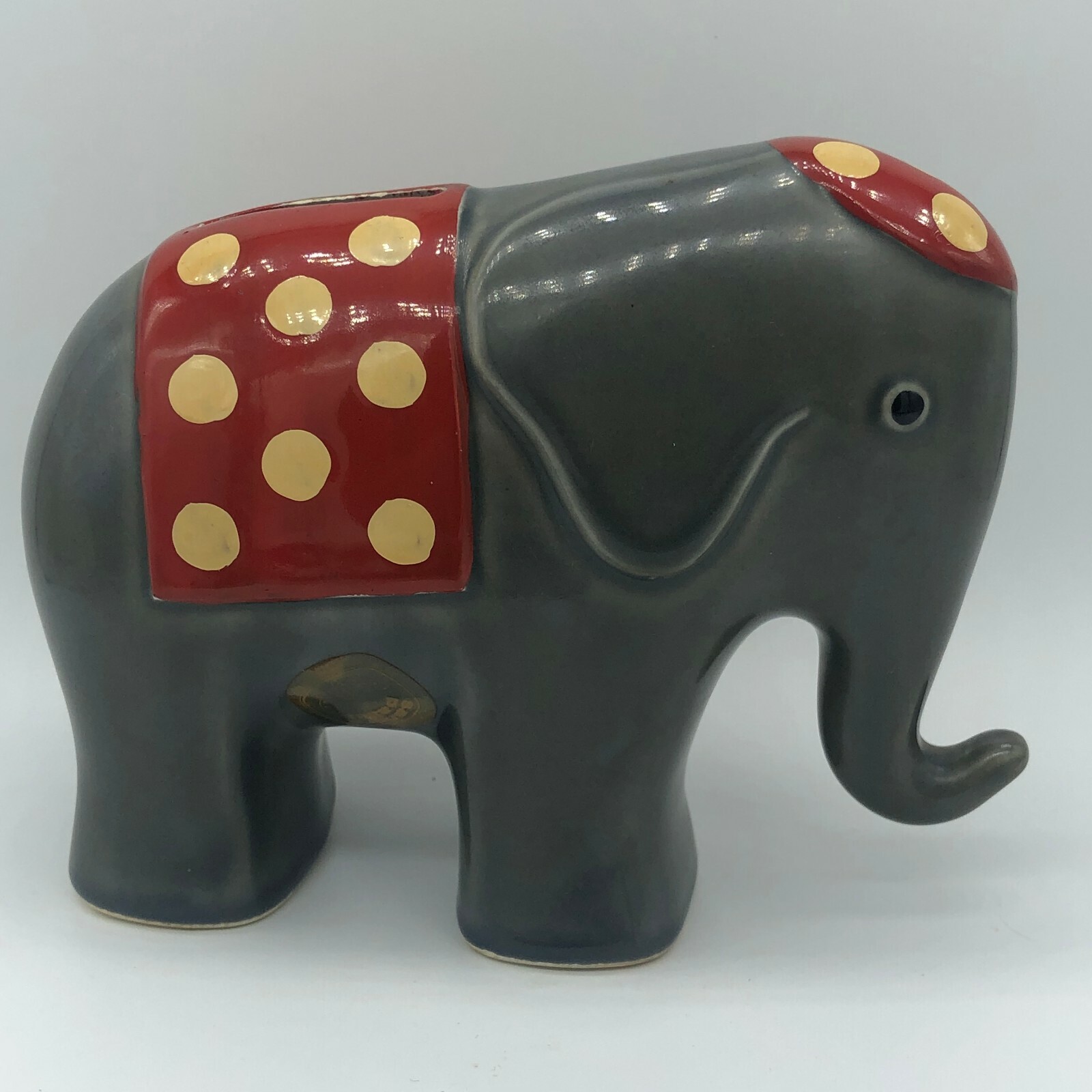 Elephant Bank Porcelain Sandra Pailet Vintage New York Polka Dot Coin 