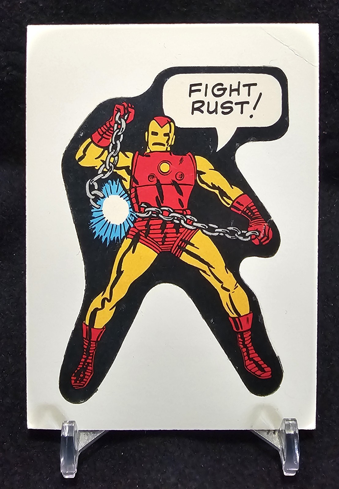 🔴🟡 1975 Topps Marvel Comic Book Heroes Iron Man, No Labels, Non Die Cut 🔴