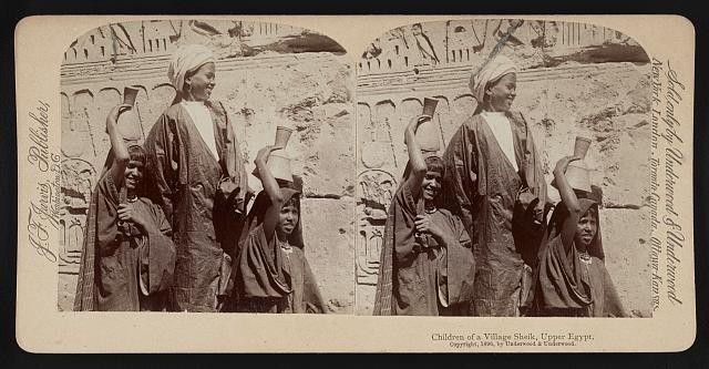 Photo:Upper Egypt Egypt 1900s Children of Village Sheik Stereograph
