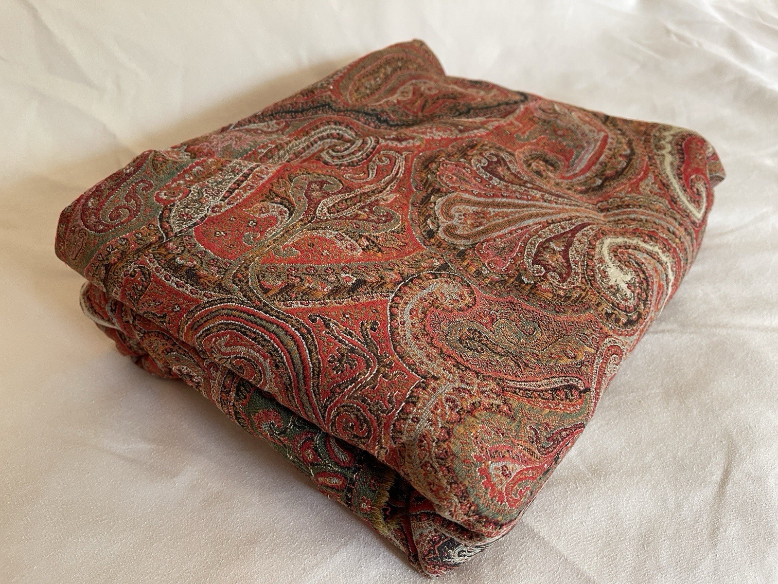 Vintage 1850’s Wool & Silk Paisley Fabric in a Shawl