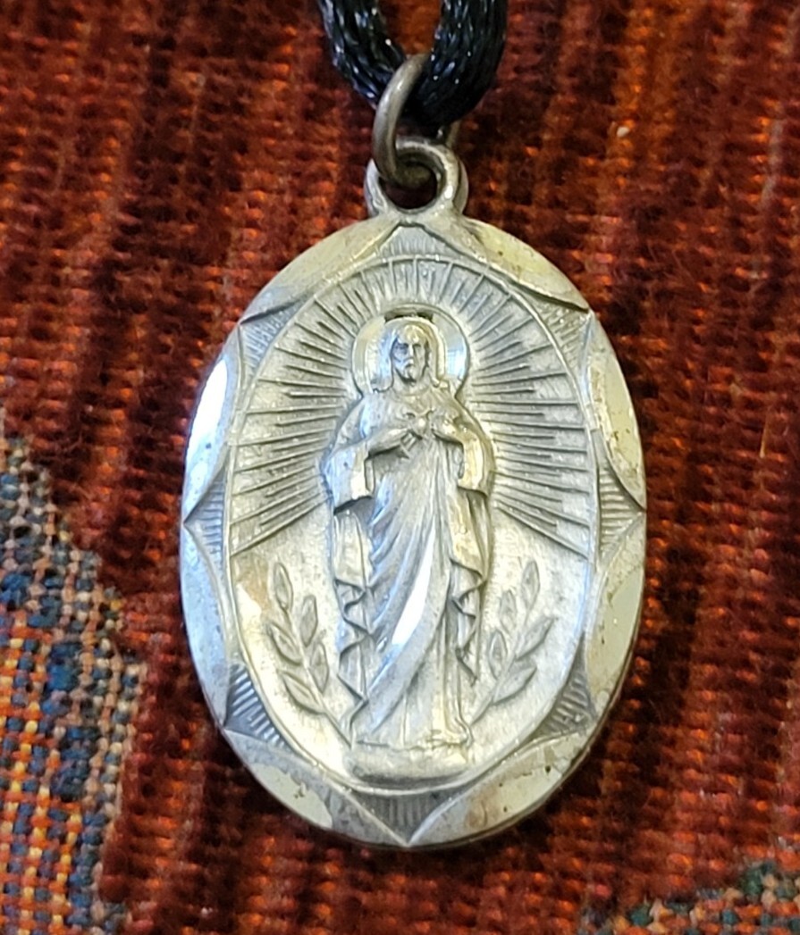 Sacred Heart Of Jesus Vintage & New Sterling Medal Catholic France Carmelite Sacred Heart Of Jesus Vintage & New Sterling Medal Catholic France Carmelite