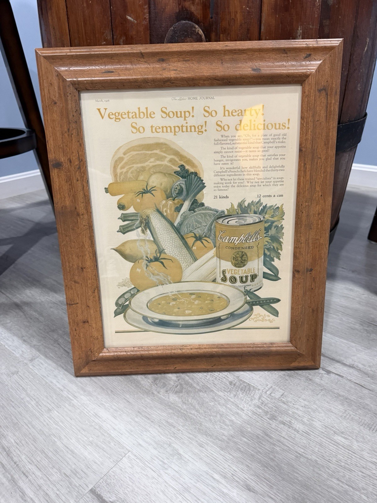 Framed Vintage 1926 Campbell's Vegetable Soup Print Ad Ladies Home Journal