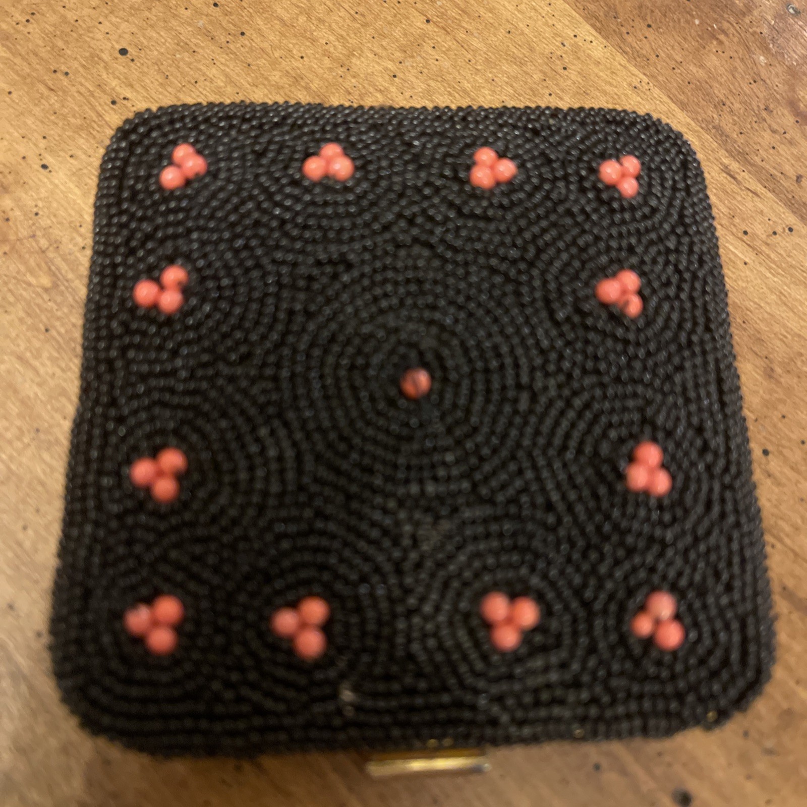 Vintage Floral French Micro Beaded Compact With some Original Powder