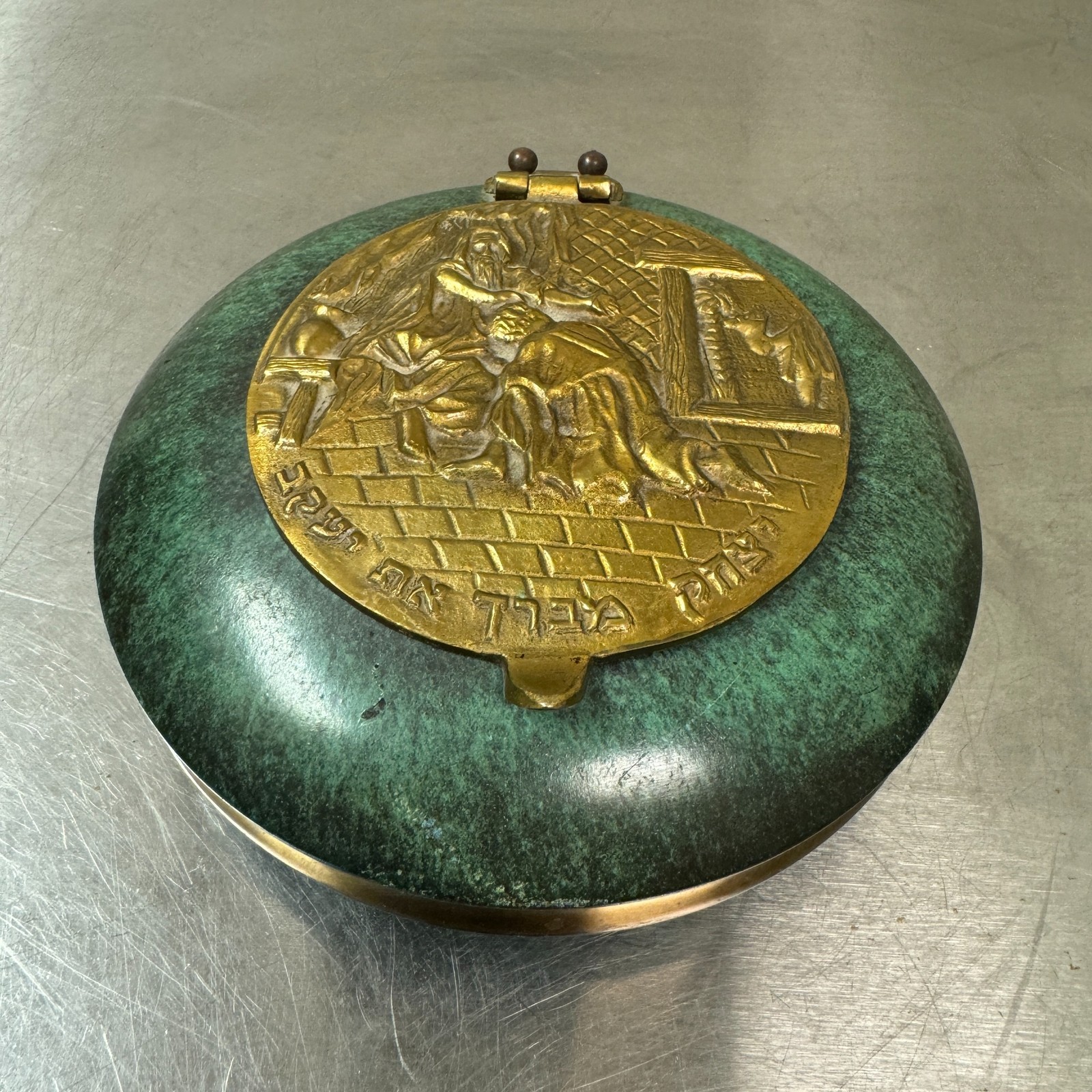 VTG c.1950s Isaac Blessing Jacob Bronze Brass Box MADE IN ISRAEL Judaica