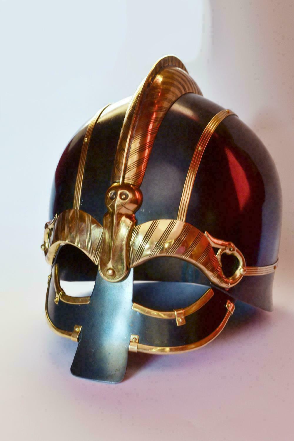 Nasal Viking Helmet 16 Gauge Steel Brass Medieval Vendel Viking Armor Helmet