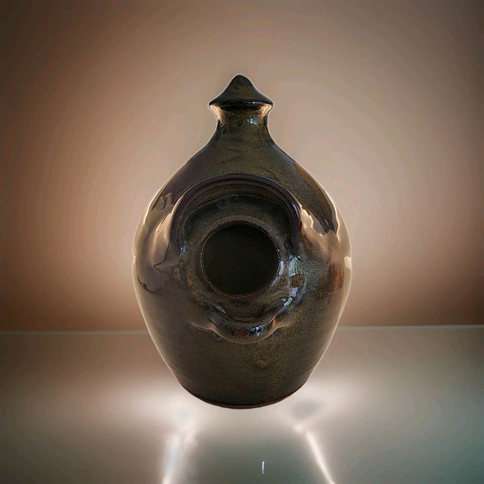 Jugtown Pottery Birdhouse Frogskin Glaze Signed Pamela Owens Seagrove NC 8\