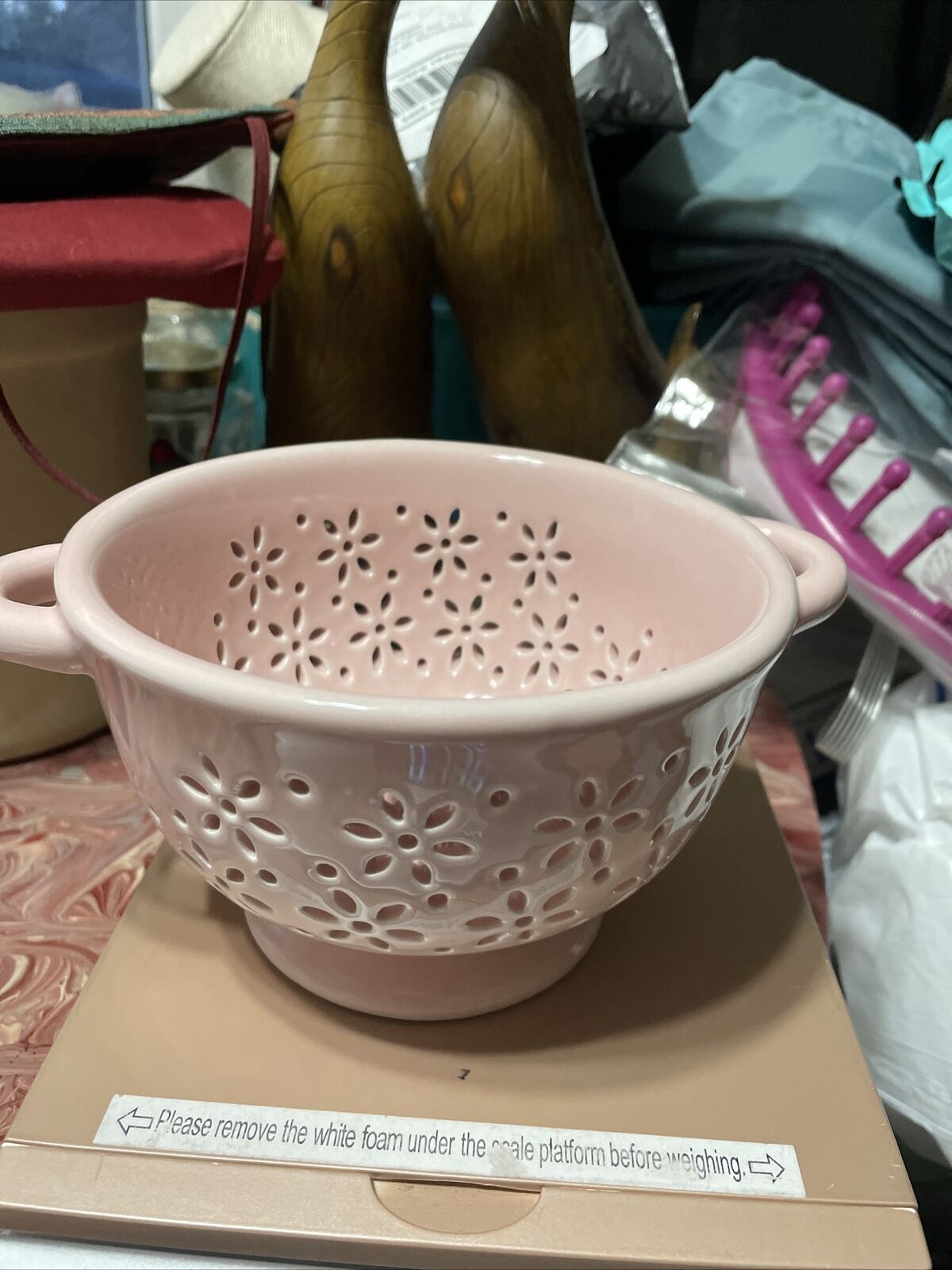 Small Pink Ceramic Strainer