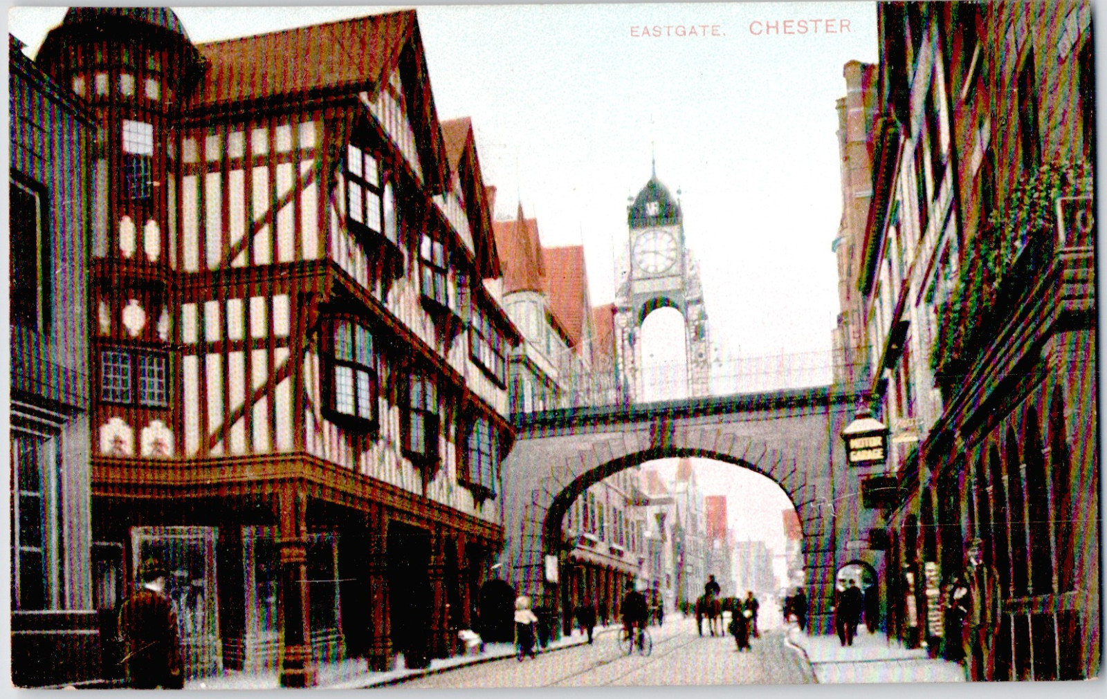 UK England Cheshire Chester Eastgate Clock Historic Arch View 1910 Postcard