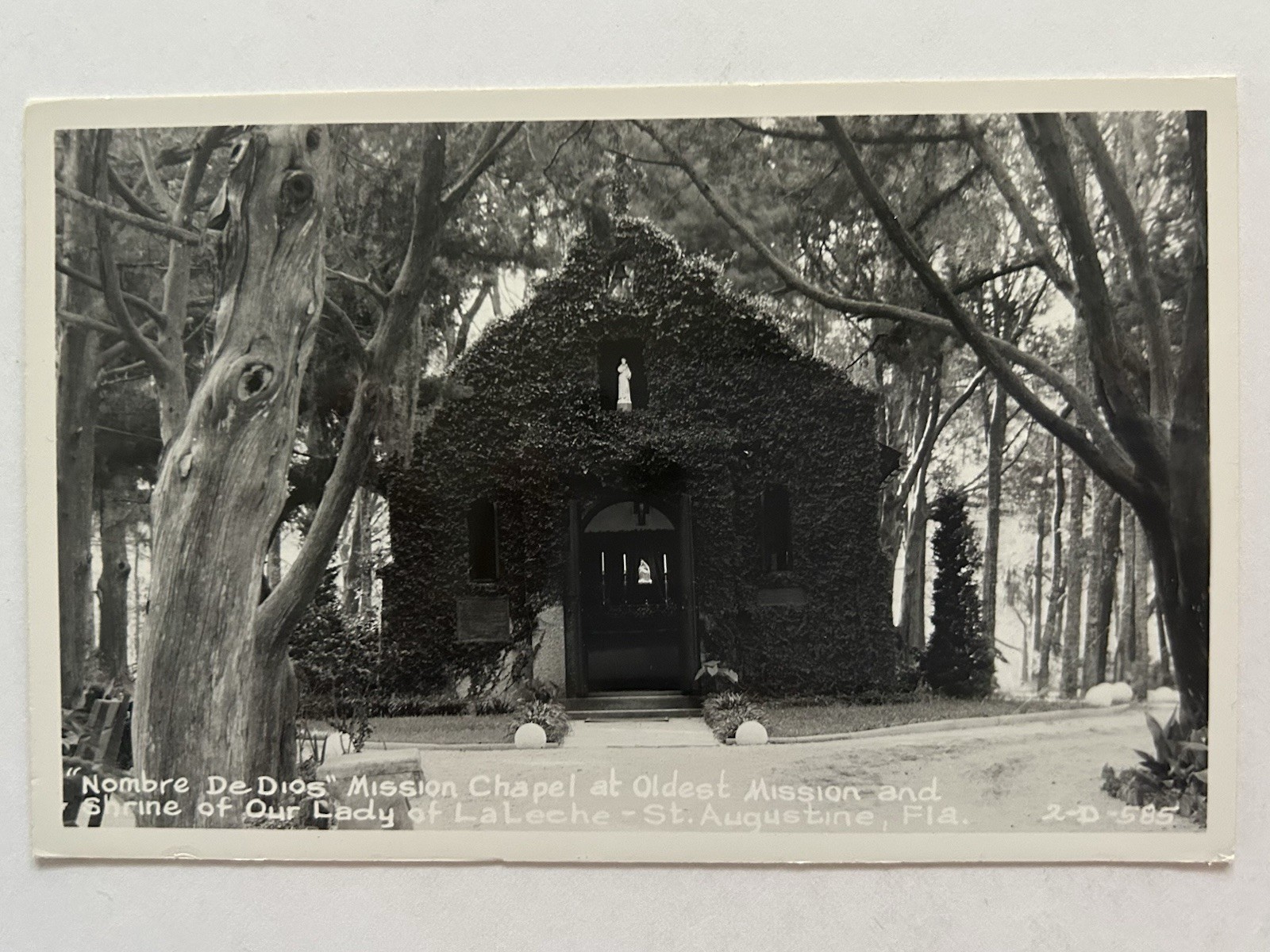 Mission Chapel Lady Of Laleche Postcard Oldest Mission St Augustine Florida RPPC