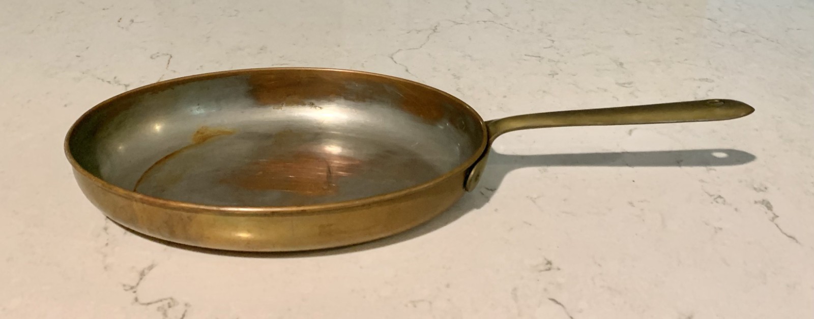 Vintage Tagus Portugal Oval Copper Saute Fish Pan Brass Handle