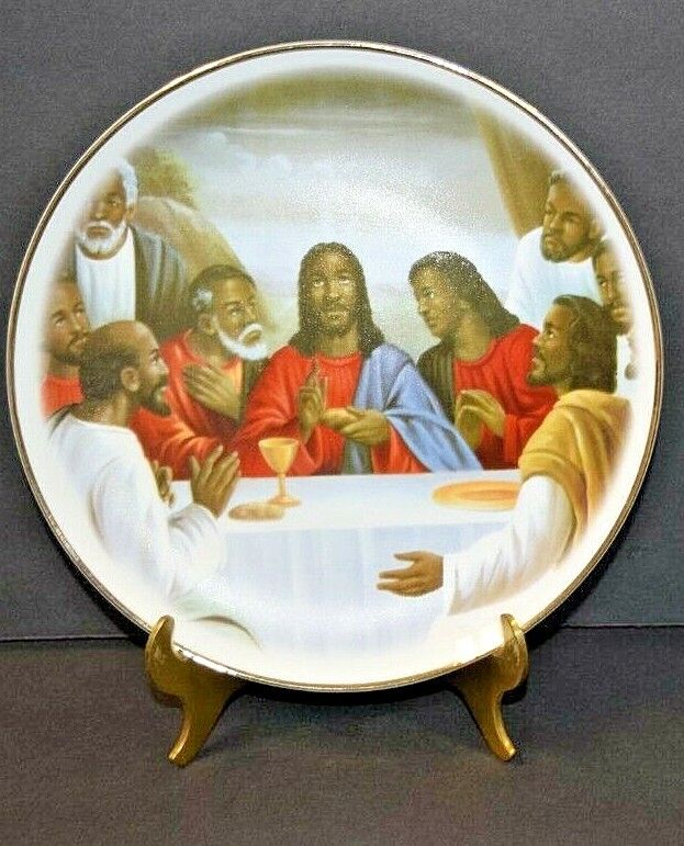 Last Supper Depicted With African American Jesus Porcelain Decorative 8\