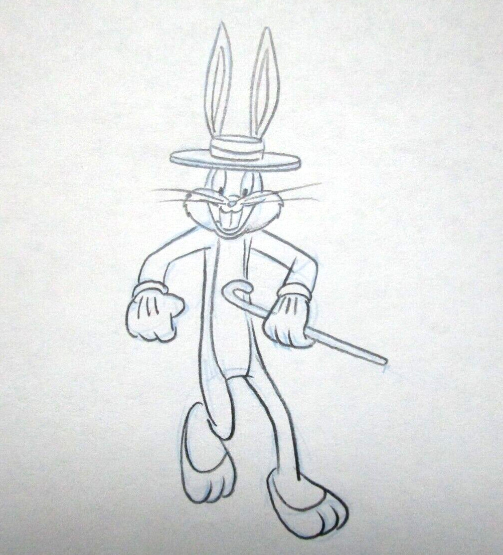 1980's BUGS BUNNY DANCING Warner Brothers ORIGINAL PRODUCTION cel DRAWING hat