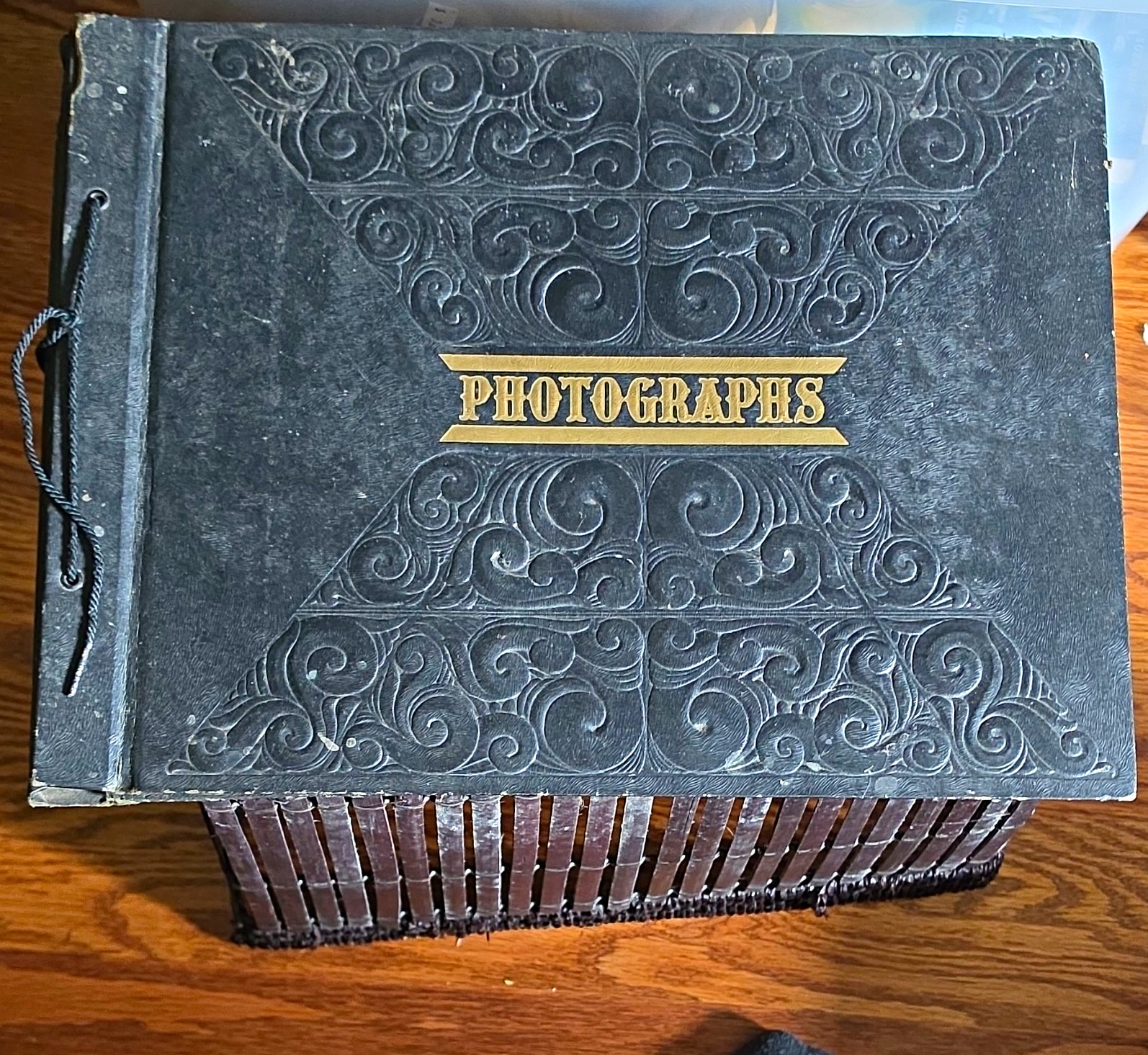 Vintage Embossed Leather Photograph Album, Cabinet Card Format, Family 1925-49