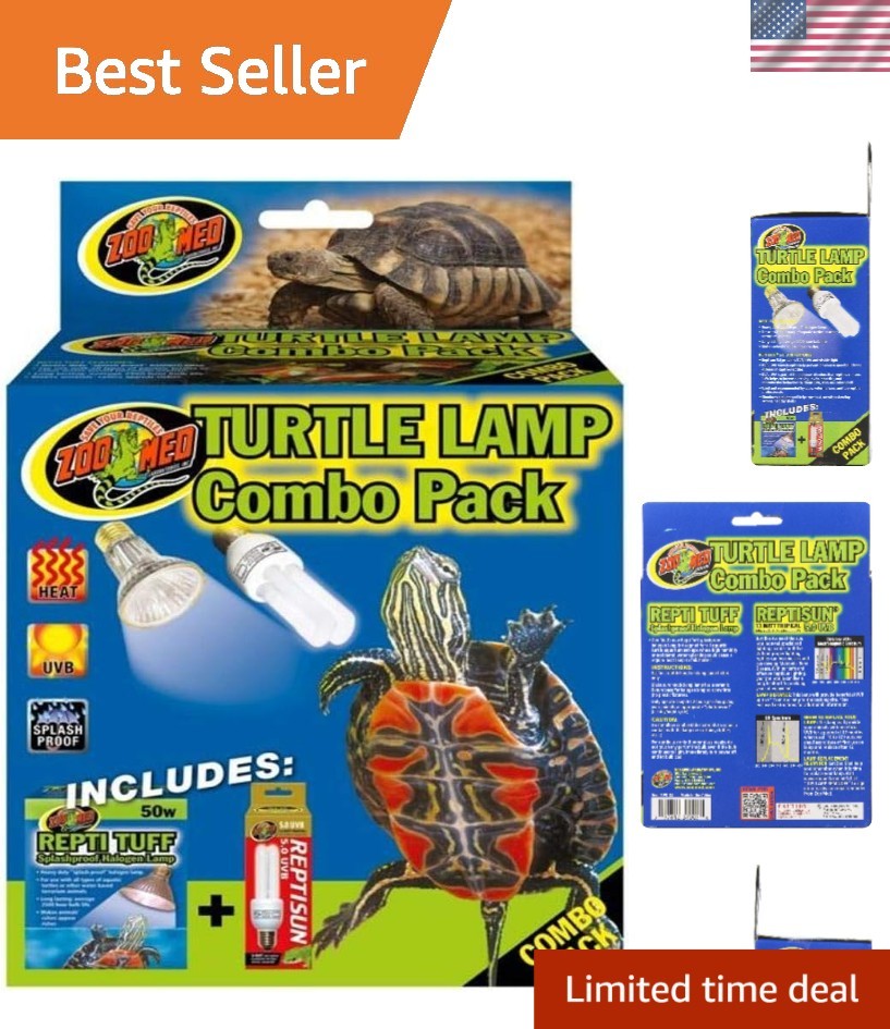 Elegant Turtle Lamp Combo: Energy-Saving Halogen & UVB Light for Healthy Shells