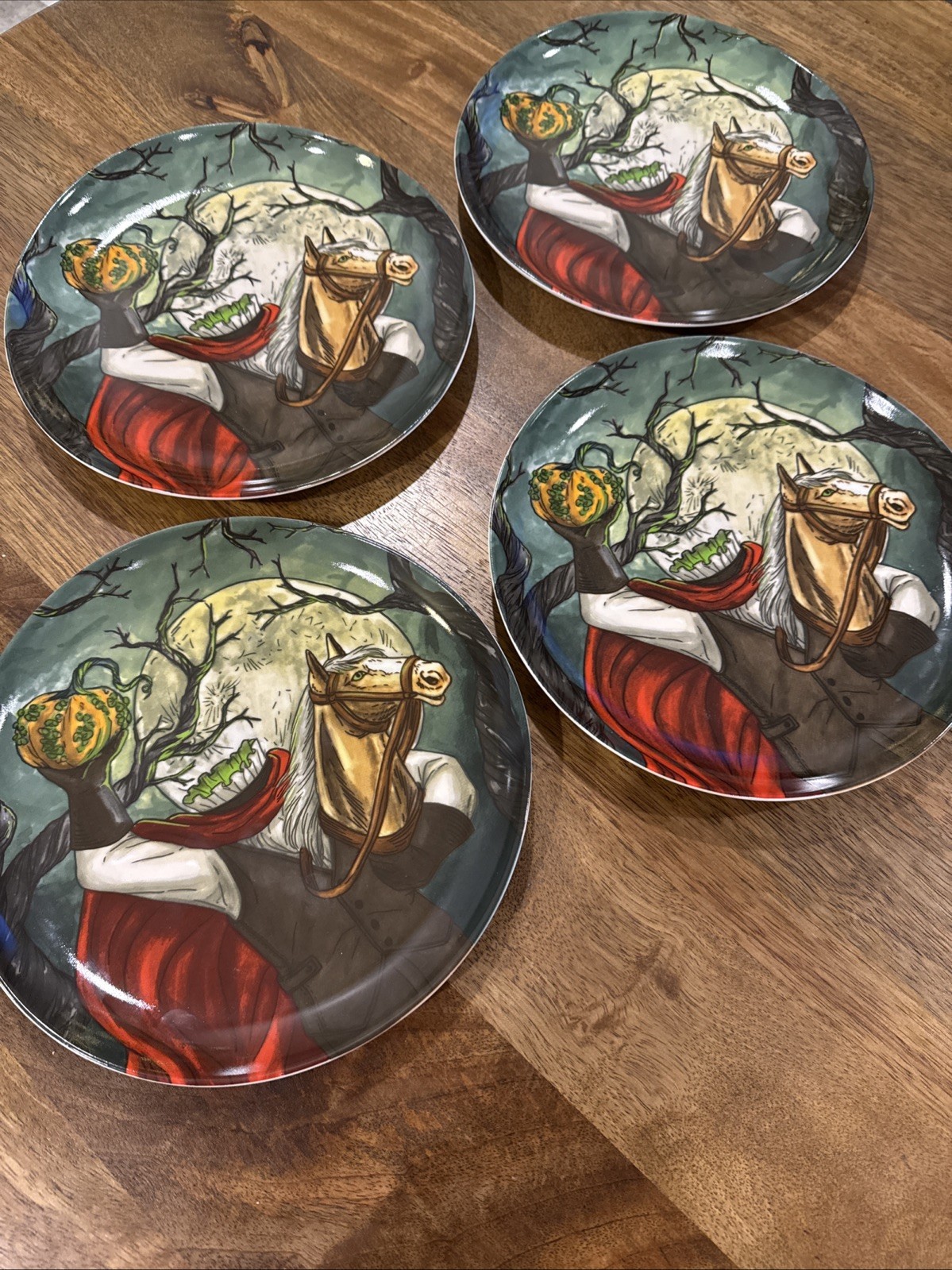 (4) West Elm Rachel Kozlowski Dapper Animal Salad Plate Halloween Headless NEW