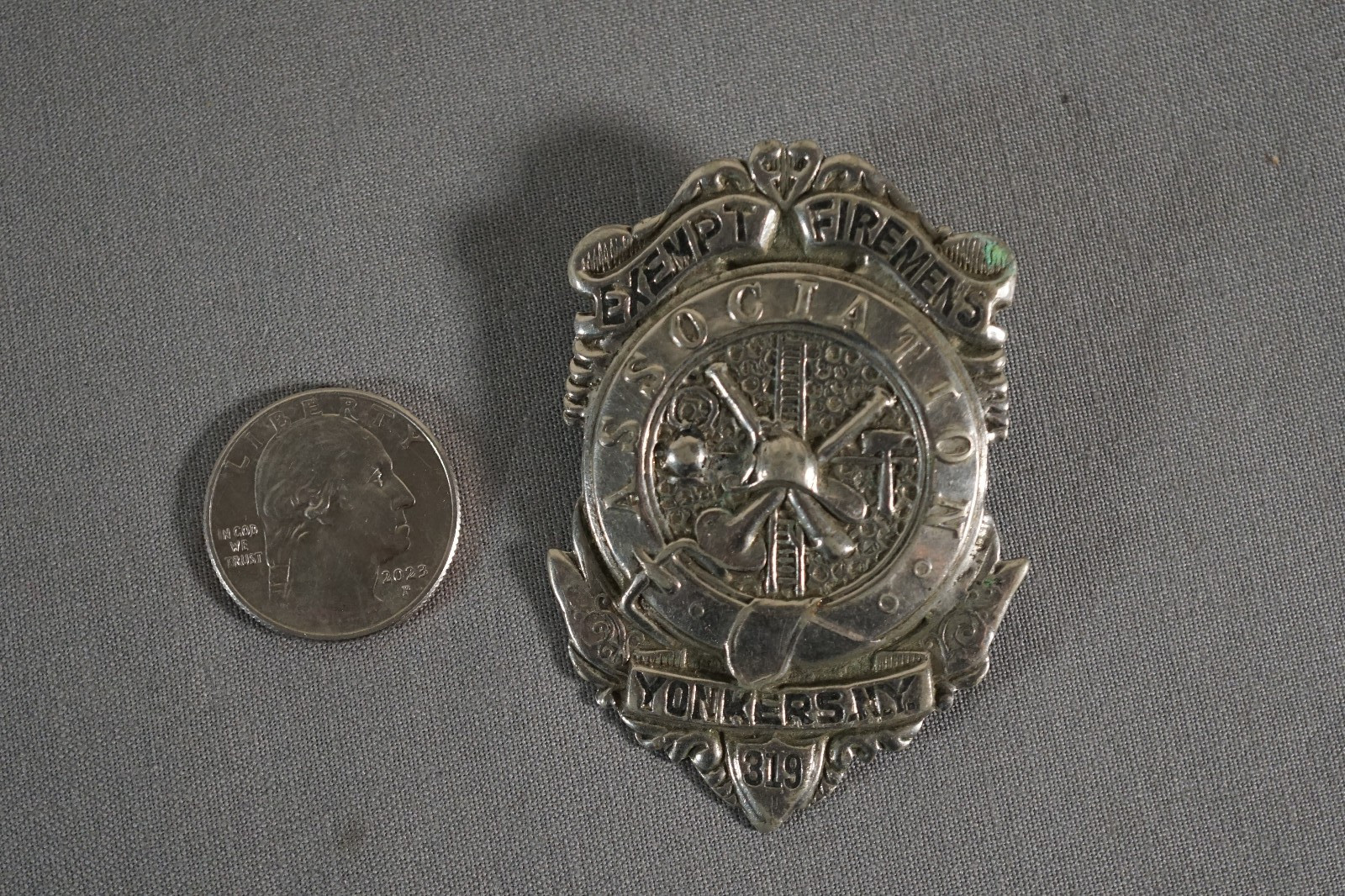 Vintage YONKERS NY New York Exempt Firemen’s Badge - Rare Antique Early