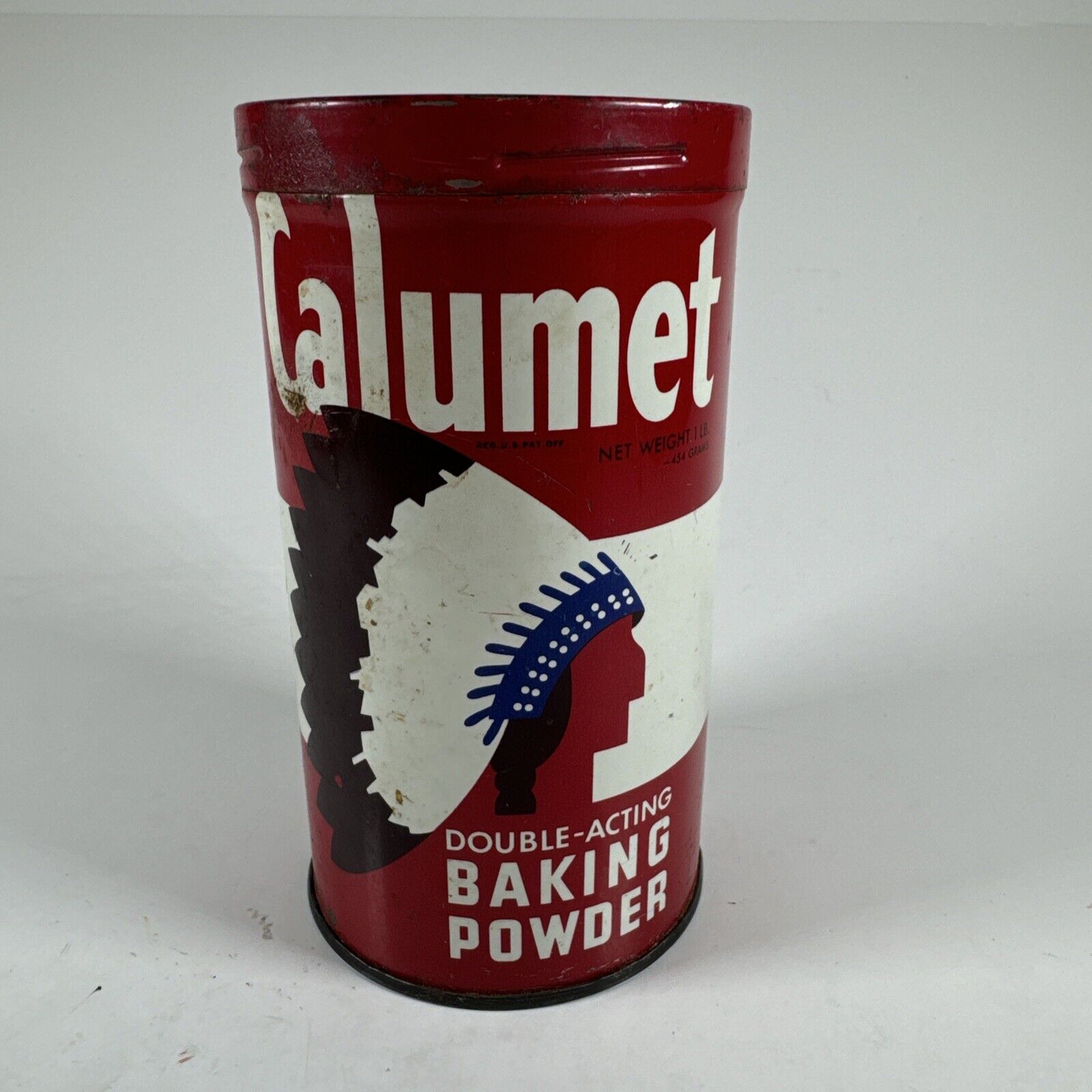 Vintage Calumet Double-Acting Baking Powder 1 lb. Red Tin
