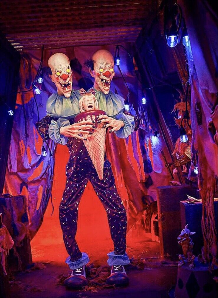 7 Ft Two Scoops Animatronic Spirit Halloween Prop creepy clowns girl ice cream