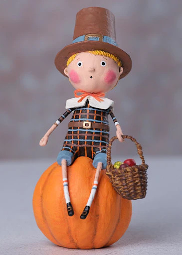 Lori Mitchell Thanksgiving Pilgrim Figurine ~  Thankful Thad