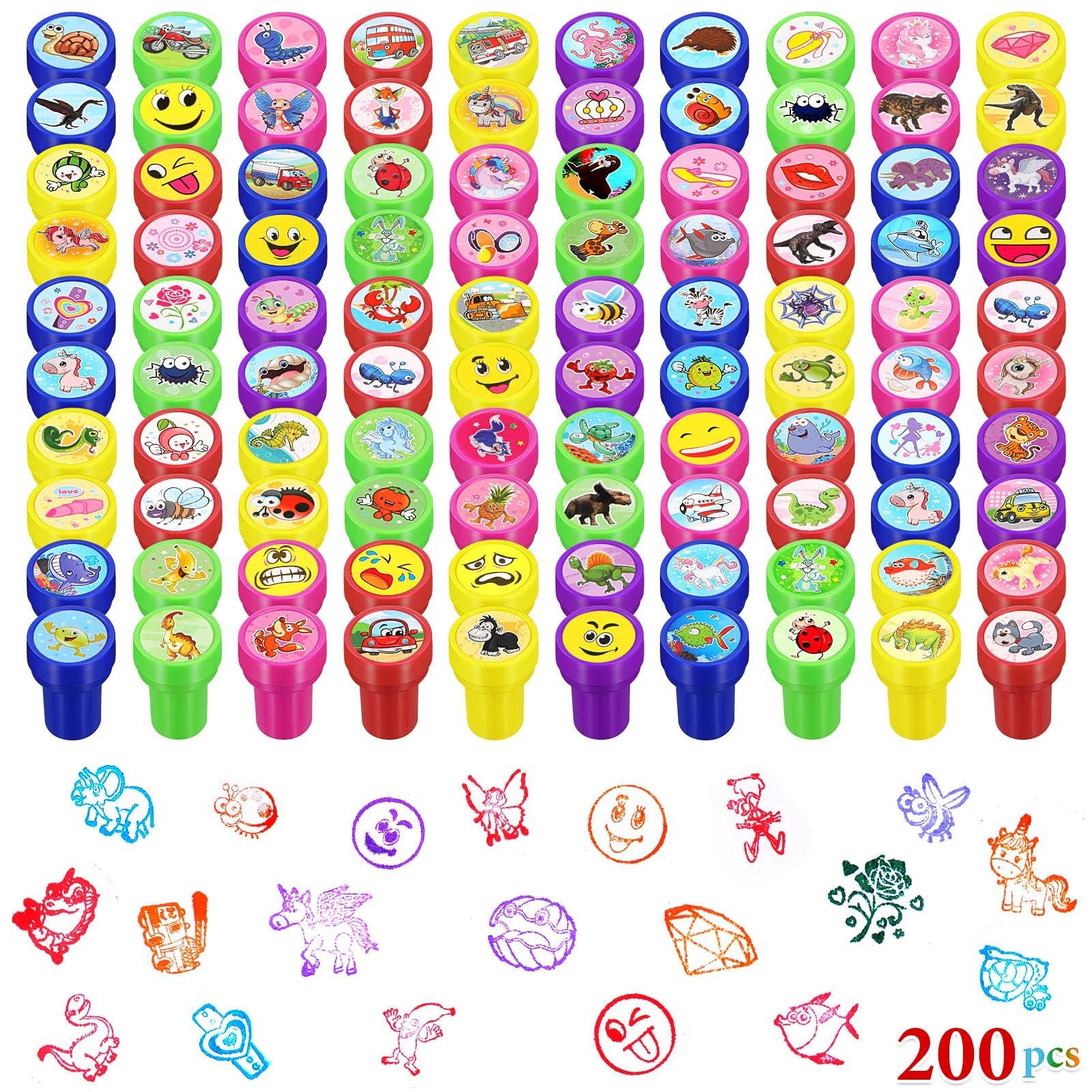 Kosiz 200 Pcs Assorted Cute Stamps for Kids Bulk