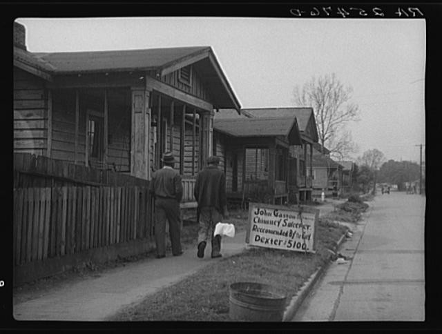 Photo:Mobile Alabama 1930s Street Scene Houses Men Sidewalk Sign