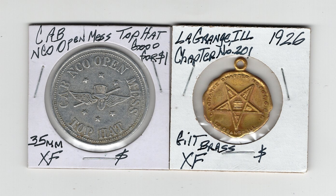 CLARK AIR FORCE BASE, TOP HAT CAB NCO OPEN MESS $1.00 Trade XF, Left Token Only