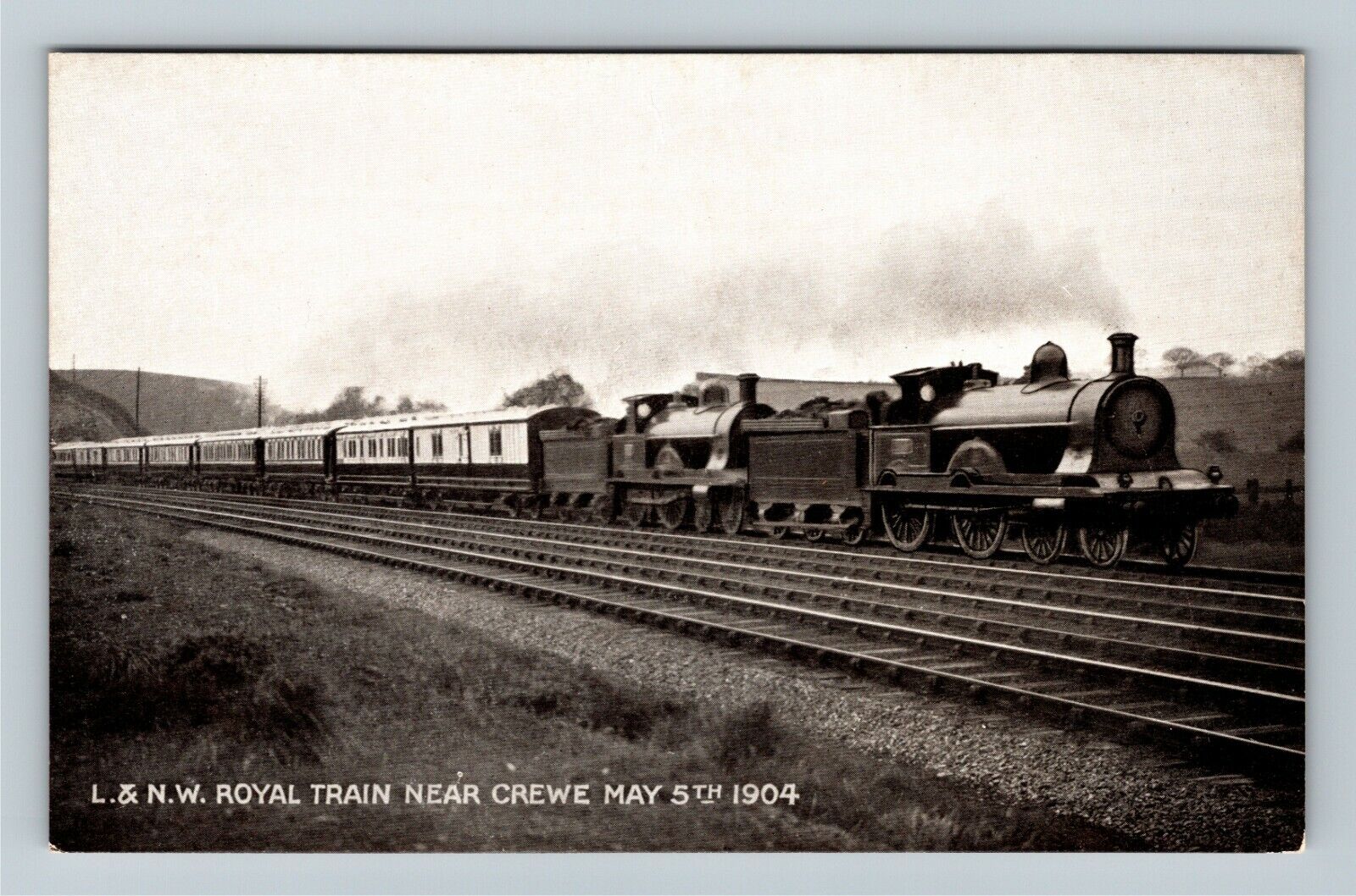 L.&N.W. British Royal Train near Crewe May 5th 1904 Vintage Postcard
