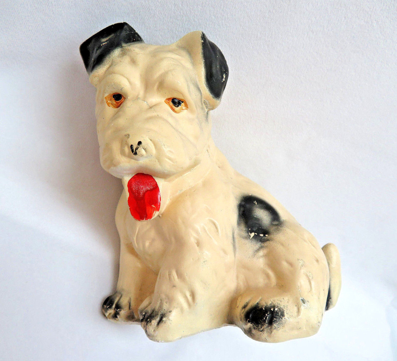 Vintage 1940's Carnival Chalkware Terrier Dog Figurine