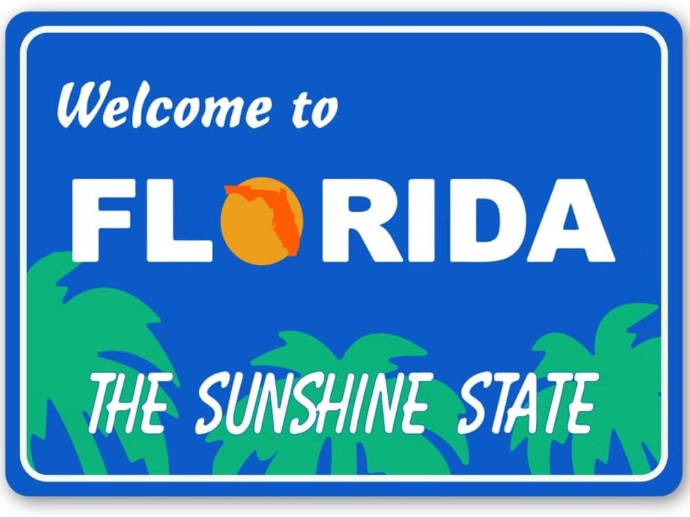 Welcome To Florida Sign, Florida Welcome, Tin Metal Signs Home Décor, State Welc
