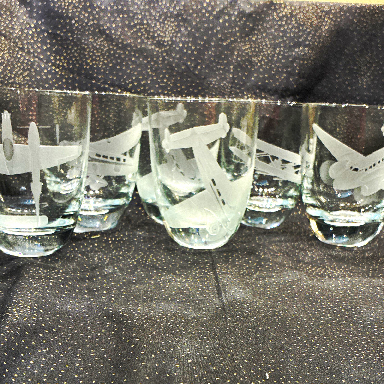 6 Lockheed aircraft glasses circa 1940's