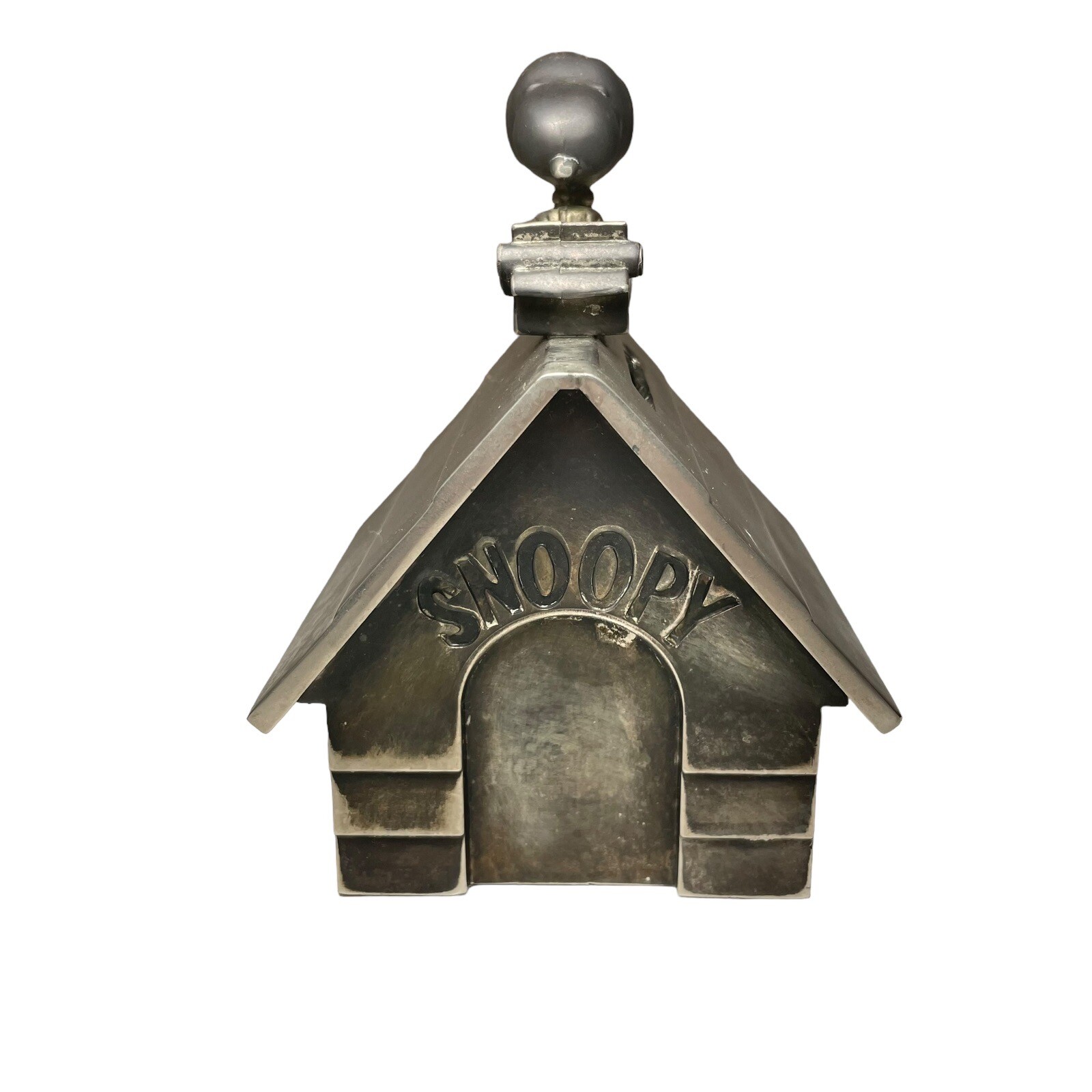 Vintage Snoopy Doghouse 1966 Metal Silver Piggy Bank 60’s U.F.S Peanuts Inc.