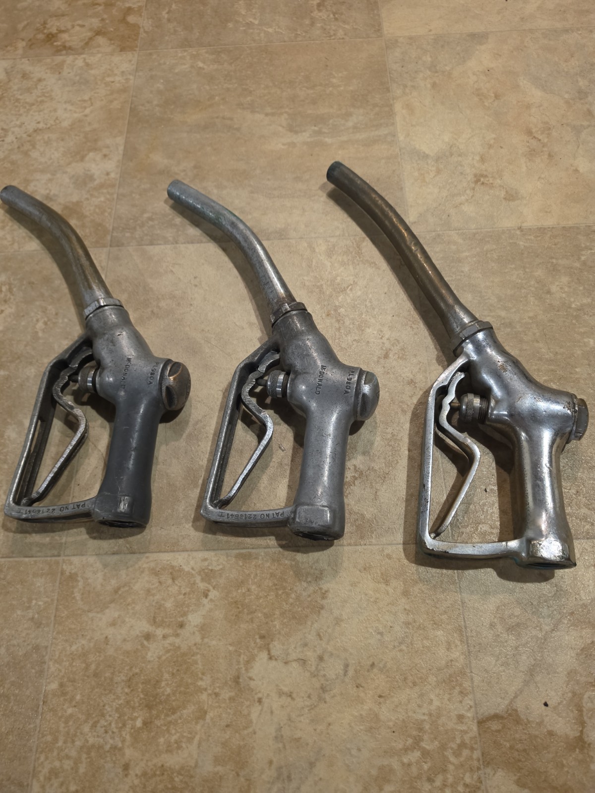 👍 Lot Of 3 1940s? Vintage **Mcdonald** Gas Fuel Pump Nozzle *Make Offer BRONZE* 👍 Lot Of 3 1940s? Vintage **Mcdonald** Gas Fuel Pump Nozzle *Make Offer BRONZE*