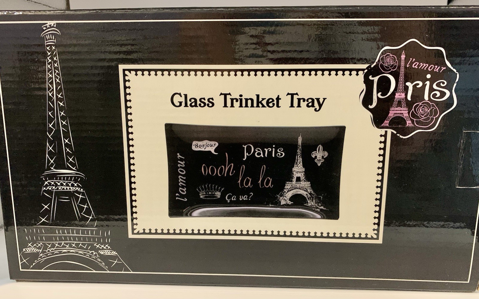 F.A.B  StarPoint l’amour Paris Glass Trinket Tray NEW IN BOX JEWELRY KEYS 🎁