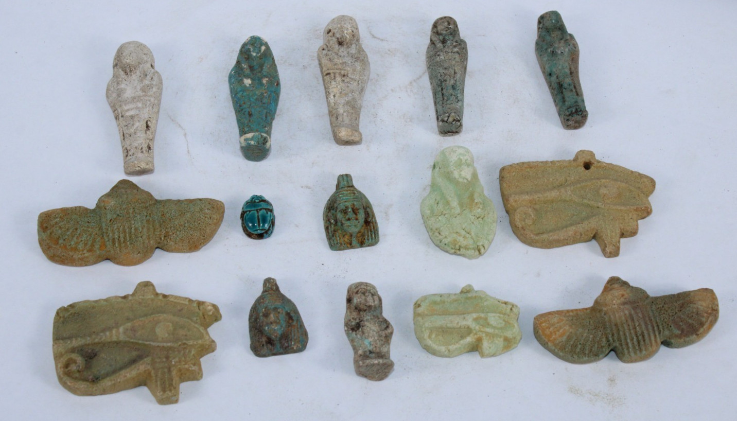 COLLECTION of 15 RARE ANCIENT EGYPTIAN PHARAONIC ANTIQUE Amulets (Egypt History)