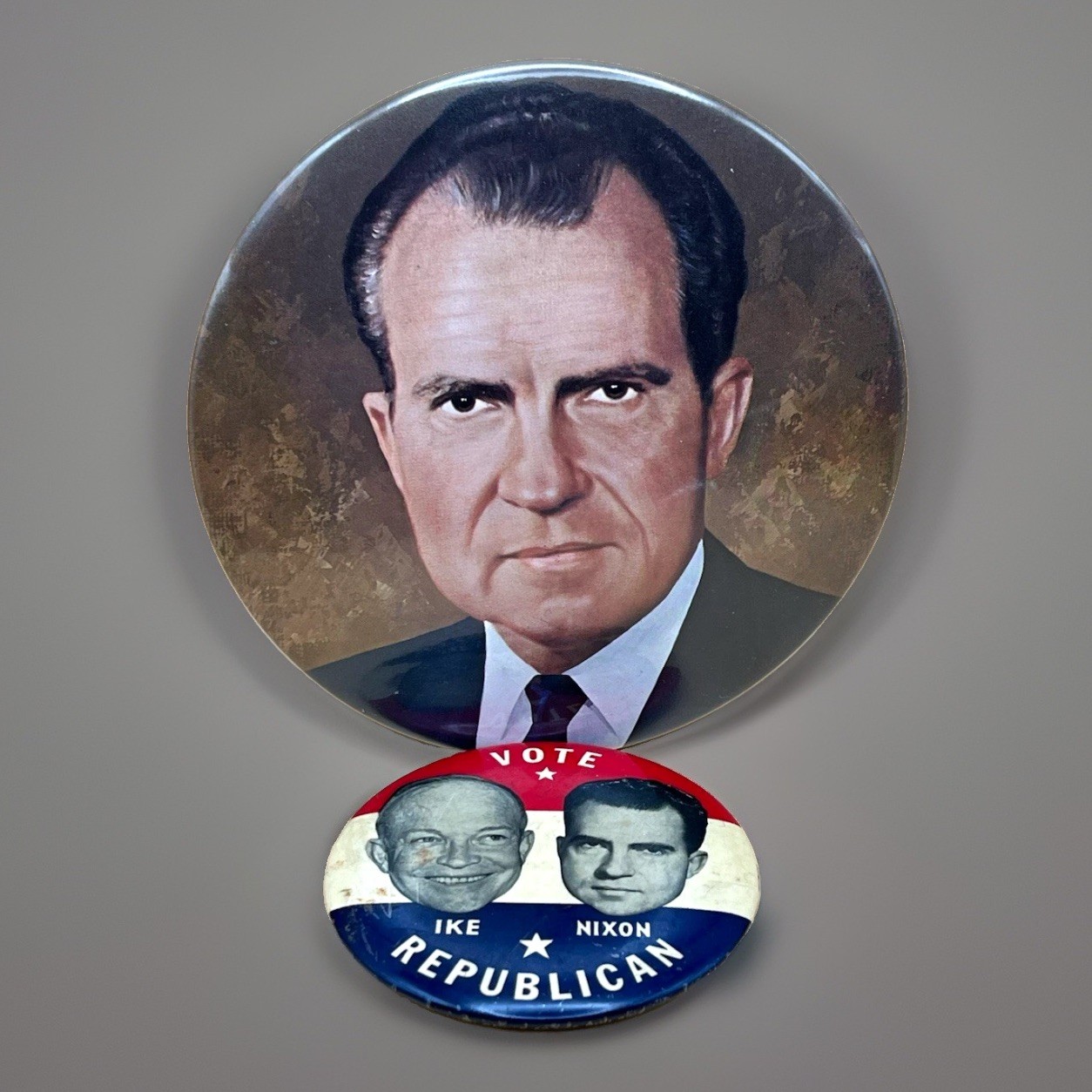 Eisenhower & Nixon Pin Back Buttons Political Republican Vote Ike Vintage
