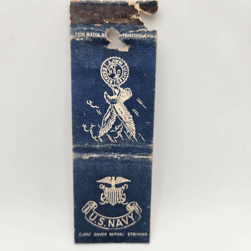 Vintage Matchcover U.S.N. U.S. Navy Eagle Blue