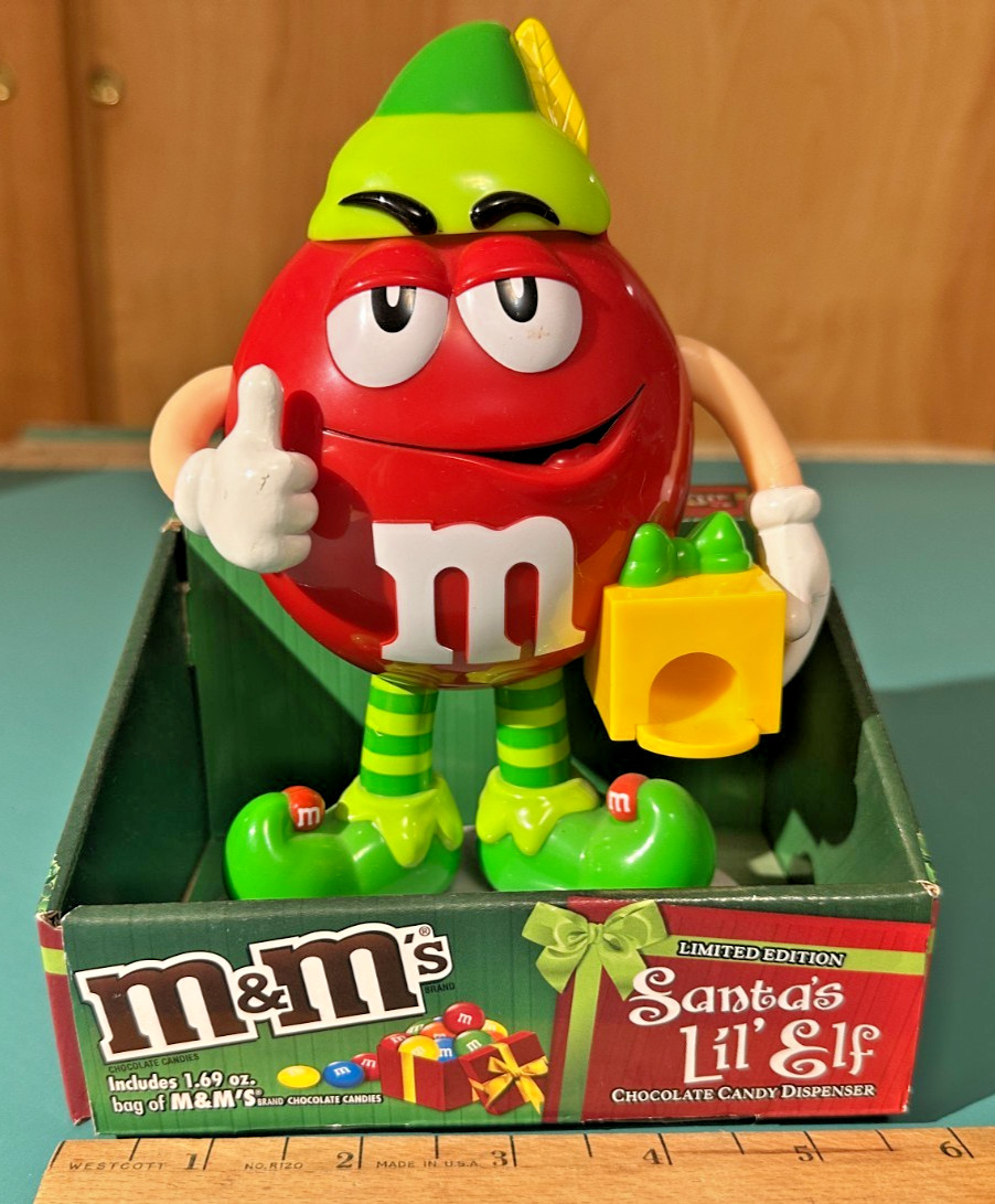 M&M’s Santa’s Lil’ Elf  Red Limited Edition Character Figure Candy Dispenser NEW