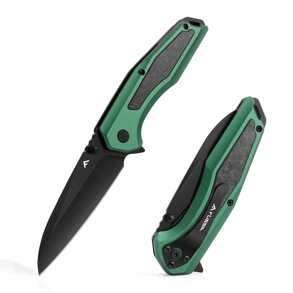 FLISSA Folding Pocket Knife SANDVIK 14C28N Blade w/Carbon Fiber Aluminium Handle