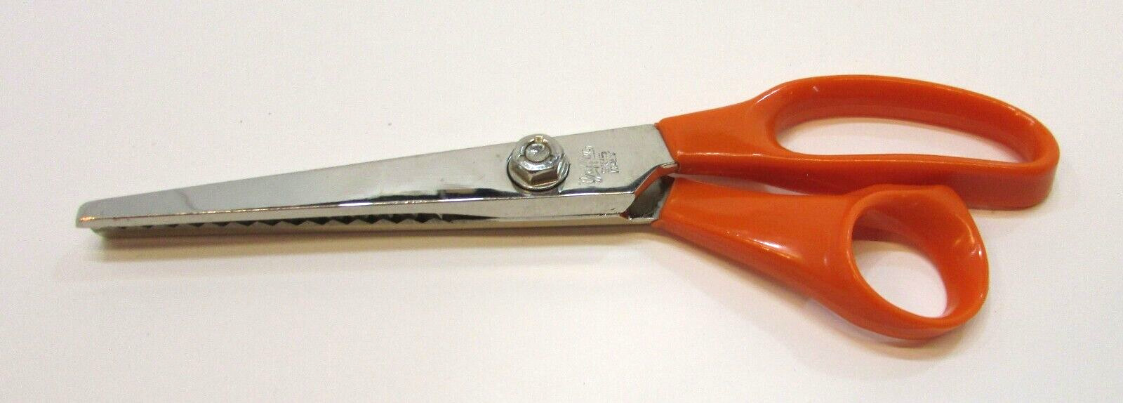 Vintage Griffon Pinking Shears 9185 Italy Orange Handle Stainless Steel