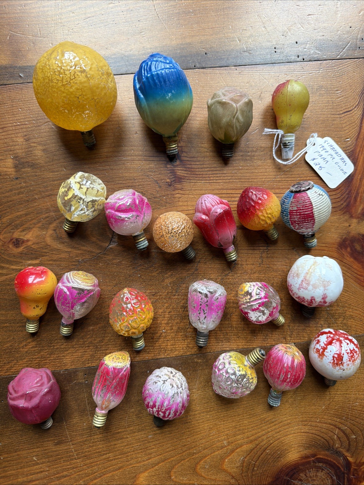 Antique Christmas/Fruit/Rose Theme Garland Light Bulbs, 21 Pc/lot - Early 1900s