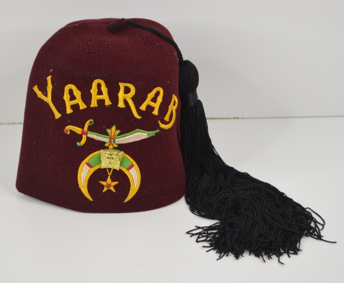 Vintage Yaarab Shriners Fez Hat w/ Tassel Felt Harry M. Osers 1950s 1960s