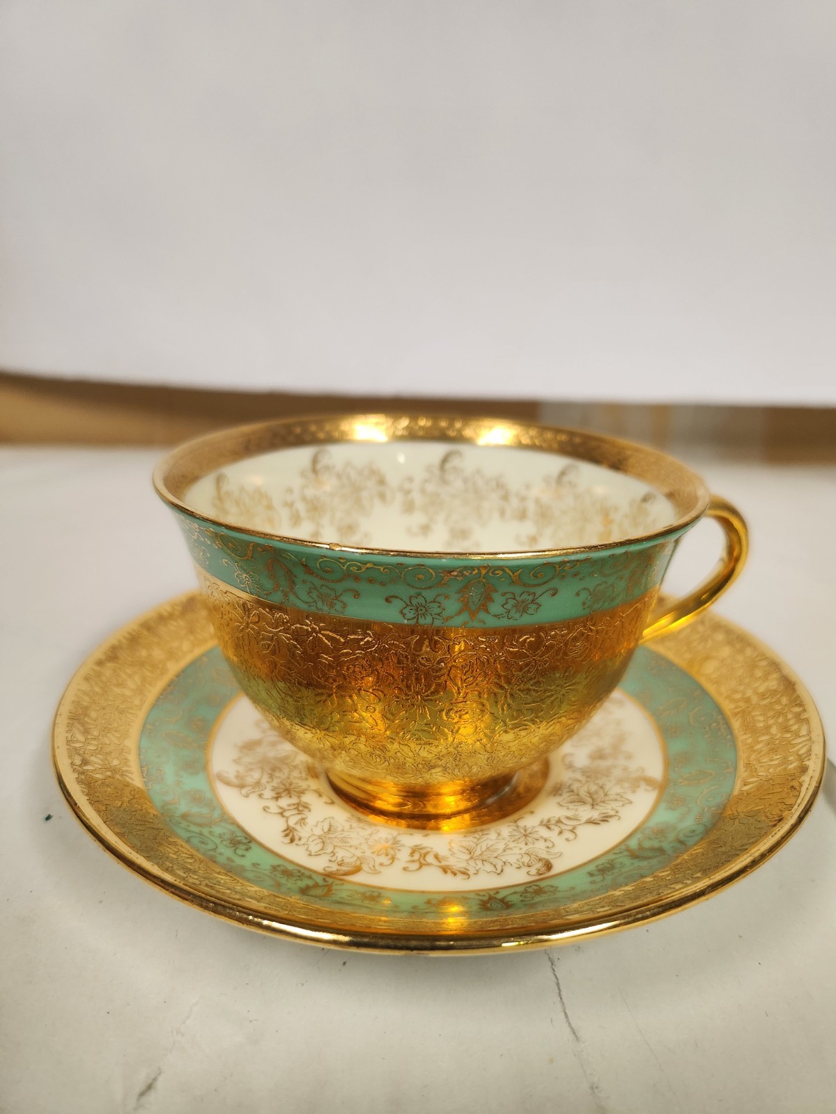 LeMieux 24K Gold Bone China Teacup & Saucer Vintage Mint Collectible - 2 set