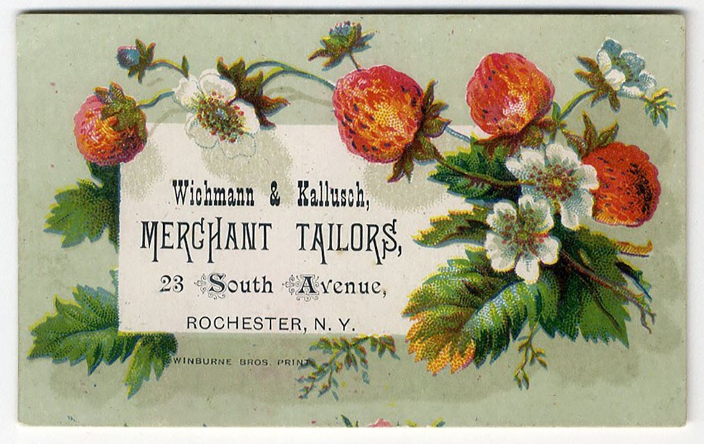 Rochester NY MERCHANT TAILORS 1880\'s Victorian Trade Card WICHMANN & KALUSCH