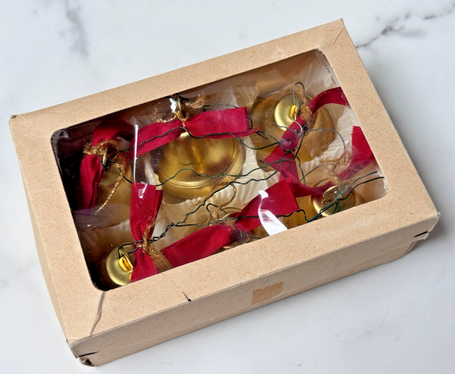 Vintage HORCHOW COLLECTION West Germany 6 Gold Bell Ornaments, Metal, BOXED Vintage HORCHOW COLLECTION West Germany 6 Gold Bell Ornaments, Metal, BOXED