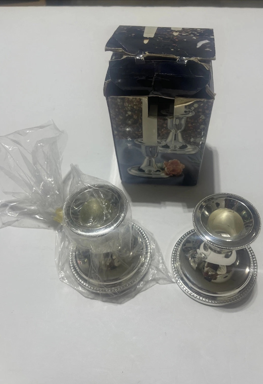 Vintage Pair of Mayfair Silver Plated Giftware Candle Holders - Made in England