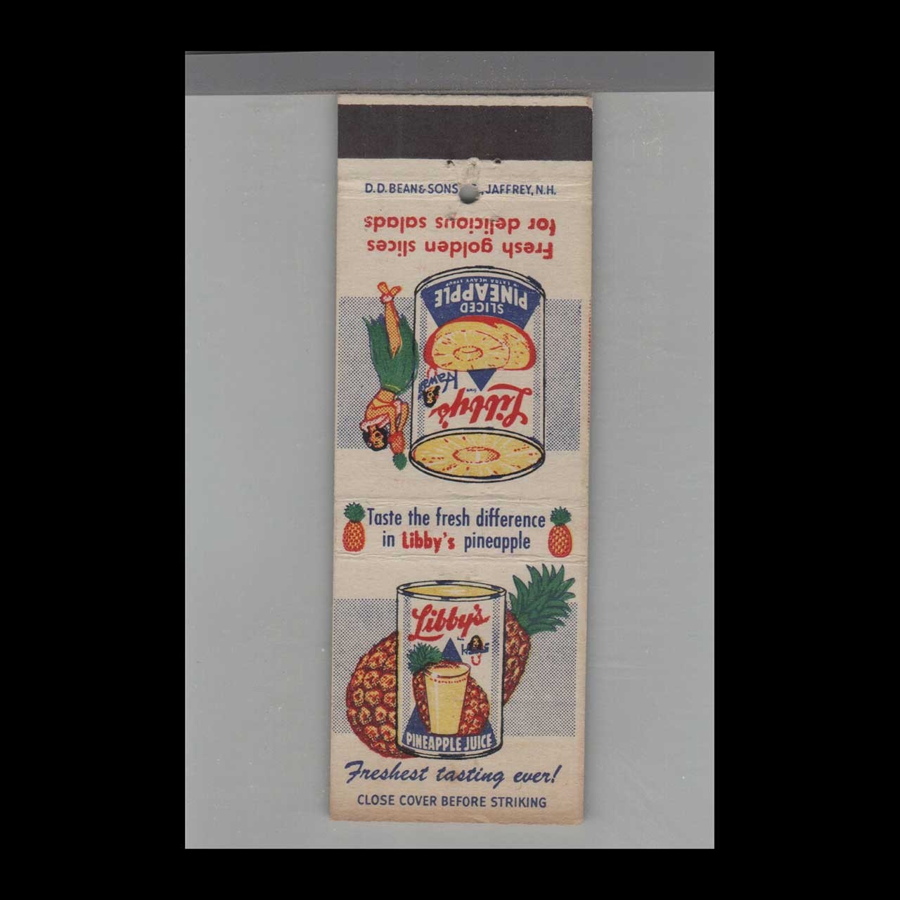 Matchbook Cover Libby\'s Pineapple Juice & Sliced Pineapple