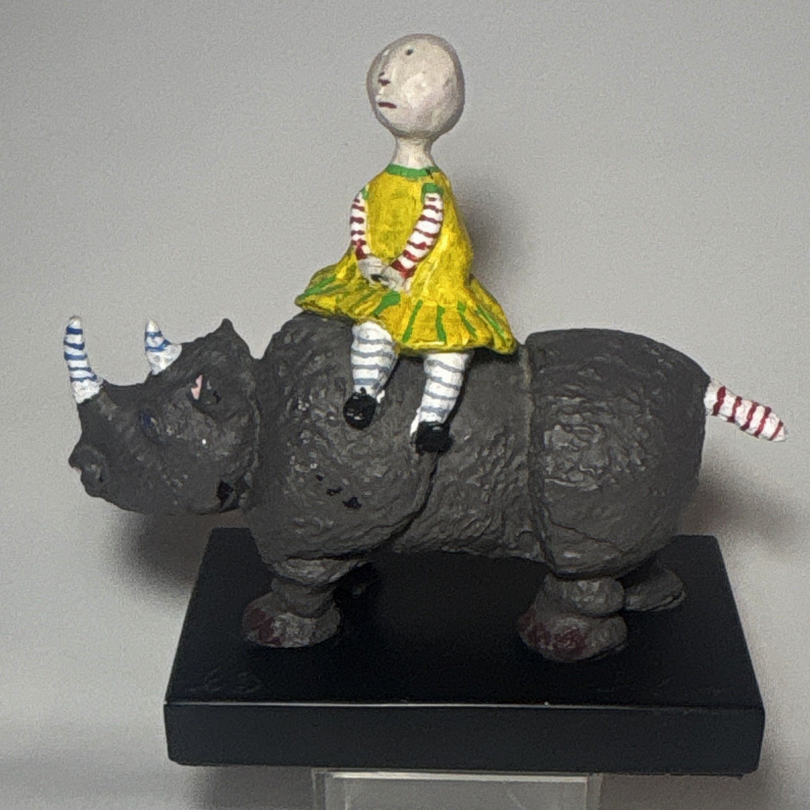 Graciela Rodo Boulanger The Journey Girl on Rhino Sculpture Whimsical Signed MCM