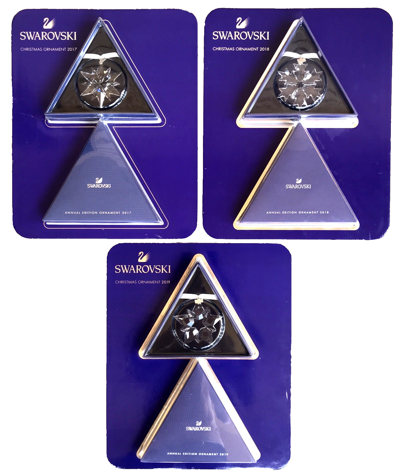 SWAROVSKI ANNUAL EDITION ORNAMENTS LARGE STAR 2017 2018 2019 FACTORY SEALED NEW