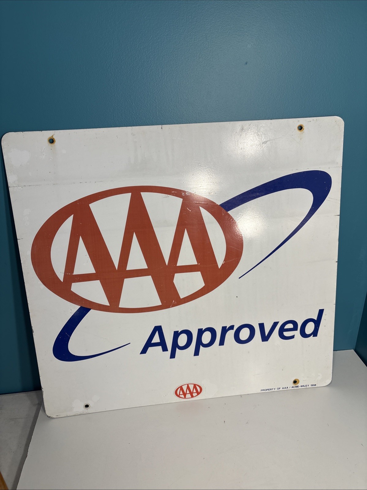 Vintage Triple A, AAA Emergency Service Sign, Metal Double Sided, 24 x 26